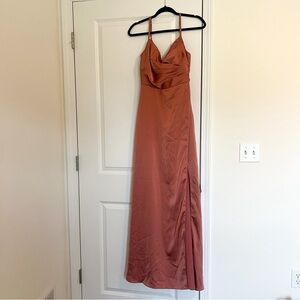 Azazie Calissa Satin Dress - Cedar Rose (A8)